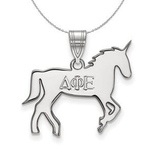 Sterling Silver Delta Phi Epsilon Medium Pendant Necklace - 24 Inch